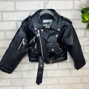 INNOCENCE Faux Leather Harley Davison Embroidered Jacket Size 2T